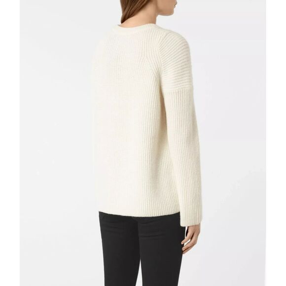 All Saints Ivory Cream Crew Neck Jumper Wool Blend - Picture 8 of 8